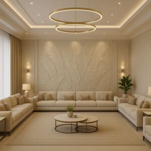 white wall design for living room
